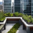 A rooftop garden in a skyscraper with a view of the city below1