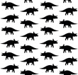 Vector seamless pattern of hand drawn flat triceratops dinosaur silhouette isolated on white background