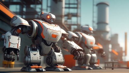 ai robot factory cinematic wallpaper