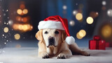 Fototapeta Zwierzęta - Dog in Christmas time 