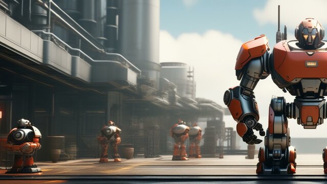 ai robot factory cinematic wallpaper