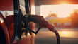 Fuel dispensing nozzles close up. Fuel petrol gas station Generative Ai
