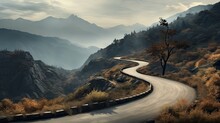 A Winding Road In The Mountains