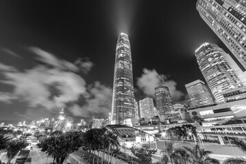 Aufkleber - Skyline of downtown district of Hong Kong city at night
