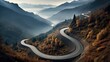 A winding road in the Mountains