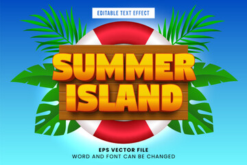 Poster - summer island 3d editable text effect. summer season text style