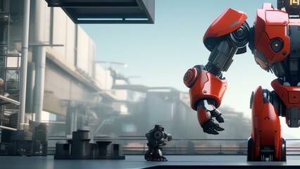 Wall Mural - ai robot factory cinematic wallpaper