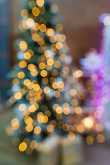 Poster - Blurred Christmas tree in the room