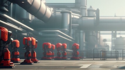 Wall Mural - ai robot factory cinematic wallpaper
