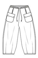 Wall Mural - utility pants, pants, fashion illustration, pants sketch, technical drawing, fashion pants cad