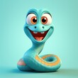 © pukupuku7 - 3d cute cartoon snake illustration. Generative AI