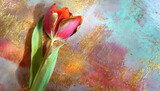 Fototapeta Fototapeta w kwiaty na ścianę - Tulipan, vintage, dekoracja ściany, tło,  generative AI