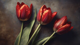 Fototapeta Kwiaty - bukiet tulipanów, vintage, dekoracja ściany, generative AI