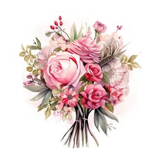 Wall Mural - A beautiful bouquet of pink roses, perfect for a romantic gift or anniversary celebration