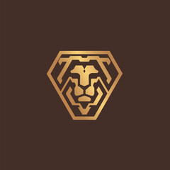 Wall Mural - gold lion logo design, in the shape of a polygon