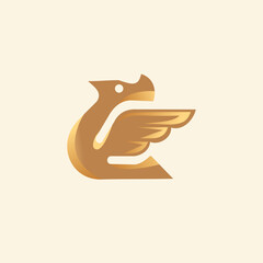 Wall Mural - golden bird logo design, icon design logo bird