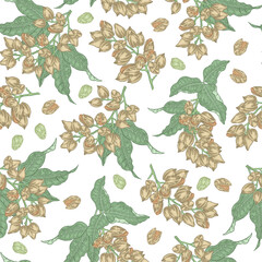 Wall Mural - Pistachio seamless pattern. Hand drawn colorful pistachio branch. Vector illustration in vintage style.