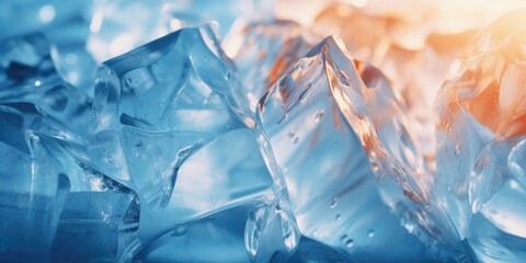 Poster - A pile of ice cubes neatly arranged on top of one another. Ideal for various uses