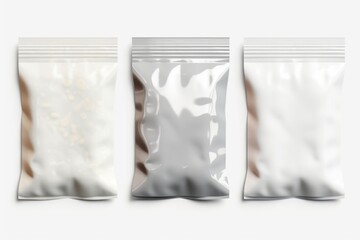 Poster - Three bags of food sitting next to each other. Suitable for food delivery services or meal planning concepts