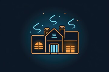 Poster - A building with smoke coming out of it. Can be used to depict fire, danger, or a disaster scene.