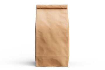 Poster - A simple and minimalistic image of a brown paper bag placed on a clean white surface. Suitable for various uses