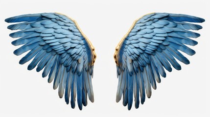 Poster - A pair of blue wings against a clean white background. Perfect for adding a touch of fantasy or whimsy to any project