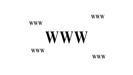 Poster - Zoom in and out animation the www symbol. Large black symbol in the center and four small symbols around. Seamless looped 4k animation on white background
