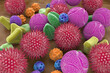 Multiple types of pollen grains - isometric view 3d illustration