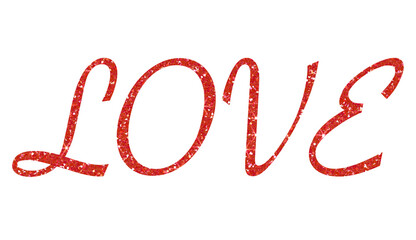 Wall Mural - Red glitter Love lettering. Hand Drawn lettering love word. Design for decorating,background, wallpaper, illustration.