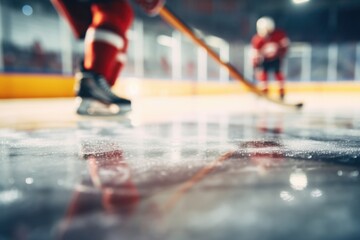 Poster - A picture of a hockey player on the ice, ready to play. Suitable for sports-related designs and projects