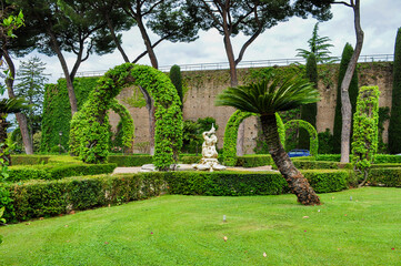 Wall Mural - Vatican gardens in center of Rome, Italy