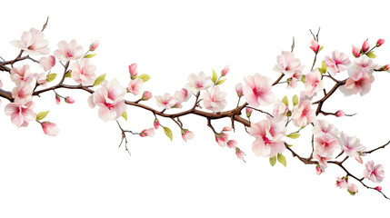  Tree branch flower isolated on a transparent background.