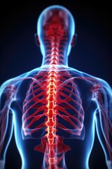 Poster - A picture of the back of a man with a highlighted spine. Can be used for medical or healthcare-related content