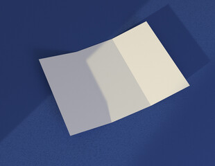 Poster - Showcase your content with this 3D illustration of a blank brochure mock-up, featuring a simple and harmonious background. Roll-Fold 297mm 210mm size brochure.
