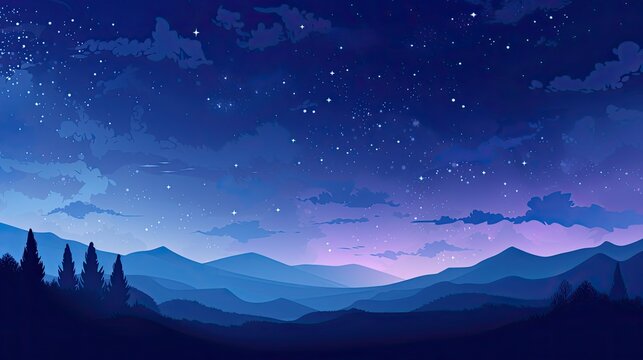 Digital Night scene starry sky scene Abstract