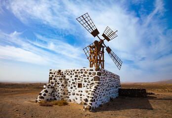 Wall Mural - ancient windmill in the Canary Islands