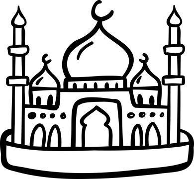 Ramadan Kareem doodle mosque illustration