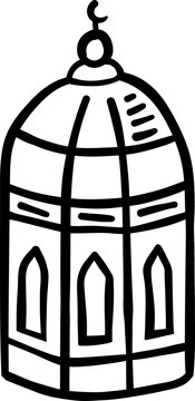 Ramadan hang lanter line-art hand-drawn