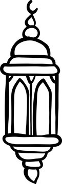 Ramadan hang lanter line-art hand-drawn