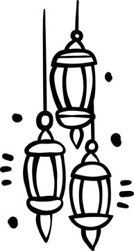 Ramadan hang lanter line-art hand-drawn
