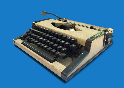 vintage typewriter on isolated background