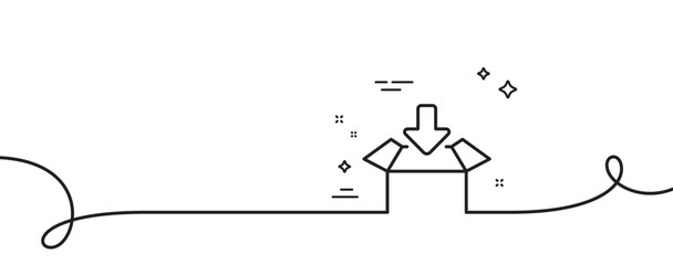 Poster - get box line icon. continuous one line with curl. open delivery parcel sign. cargo package symbol. g