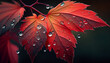 red autumn leaves, Sparkling Autumn Treasures Red Maple Leaves on Branches Adorned with Raindrops, nature's ability to transform simplest moments into a dazzling display of beauty and resilience, Ai 