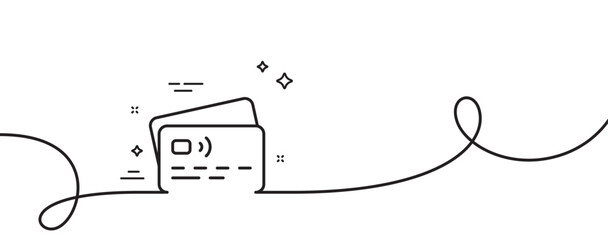 Poster - credit card line icon. continuous one line with curl. bank money payment sign. non-cash pay symbol. 