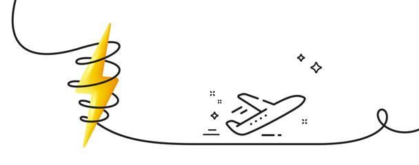 Poster - plane line icon. continuous one line with curl. airport transport sign. airplane flight symbol. plan