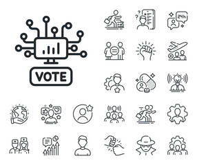 Poster - internet vote sign. specialist, doctor and job competition outline icons. online voting line icon. w