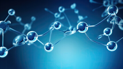 Poster - molecules. atoms bacgkround. medical background . molecular structure at the atomic level. blue mole