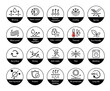 Set icons for functional fabric, clothing. The outline icons are well scalable and editable. Contrasting vector elements are good for different backgrounds. EPS10.