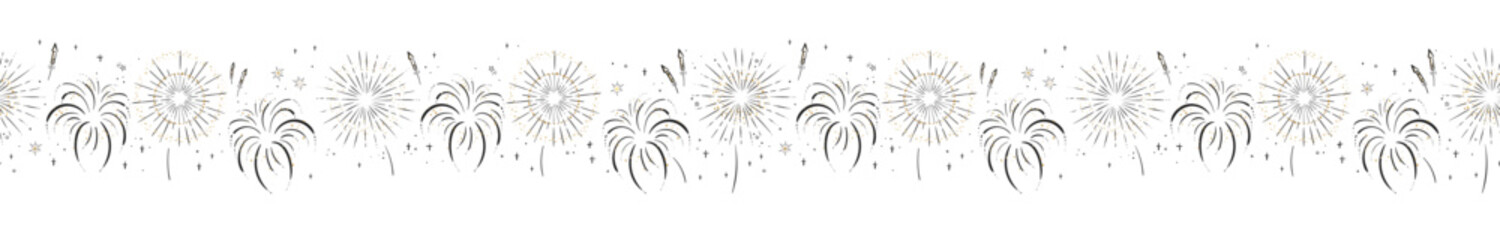 Wall Mural - Fun hand drawn doodle fireworks, seamless pattern, great for textiles, wrapping, banner, wallpapers - vector design