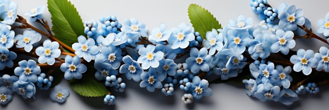 Circle Spring Blue Flowers Myosotis Isolated , Banner Image For Website, Background, Desktop Wallpaper